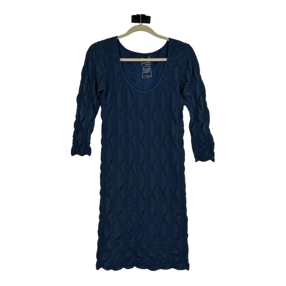 NEW Tees By Tina Groove Tunic Dress‎ in Vintage Blue 22D OSFM MSRP $110